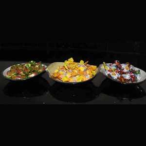 Plateau de service multifonctionnel en aluminium à 3 compartiments, assiette décorative pour apéritifs, séparateur de collations, présentoir de buffet pour Diwali - Product Image 3