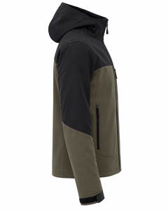 Veste Softshell Homme Personnalisée Bicolore à Capuche Coupe-Vent Résistante à l'Eau pour Activités de Plein Air et Tenue de Travail, Fermeture Éclair Intégrale, OEM, Marque Privée - Product Image 4