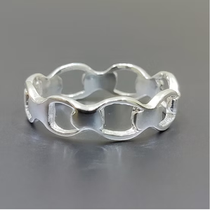 Anillo Geométrico de Plata 925 Hecho a Mano, Diseño Minimalista de Cadena Abierta, Joyería Unisex para Uso Diario - Product Image 2