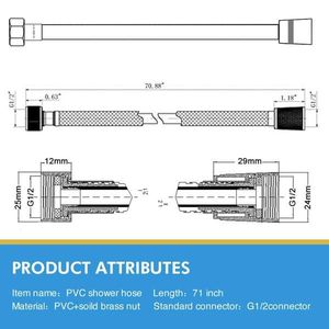 Tubo Doccia Extra Lungo in PVC da 71 Pollici (2m) Liscio e Flessibile con Raccordo in Ottone Anti-Aggrovigliamento per Doccetta a Mano - Product Image 6