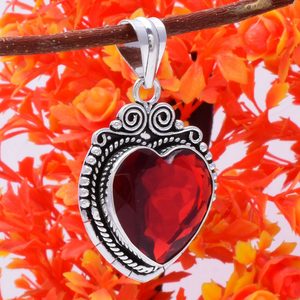 Heart Shape Red <b>Garnet</b> <b>Pendant</b> 925 Silver Handmade Gemstone Necklace Gift for Her - Product Image 2
