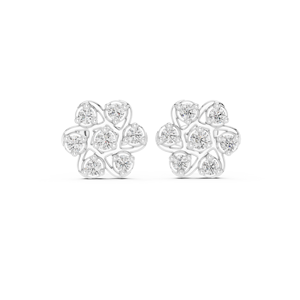 Luxury <b>Silver</b> Heart Lab Grown Diamond Floral <b>Stud</b> Earrings Trendy Women's Fine Jewelry for Wedding Engagement Party Gift - Product Image 1