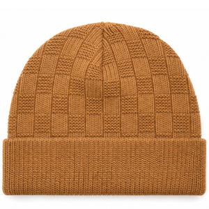 Gorro de punto texturizado para hombre, color marrón, cálido para el invierno, al por mayor - Product Image 1