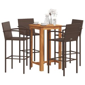 Set da Bar per Esterni in 5 Pezzi, Legno Massello di Acacia e Rattan Sintetico, Elegante Arredamento da Giardino - Product Image 1