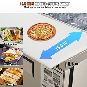 Single-Door 7.42 Cu. Ft. Commercial <b>Kitchen</b> Stainless Steel Refrigerated <b>Prep</b> <b>Table</b> 28-Inch Sandwich Salad Food <b>Prep</b> Equipment - Product Image 5