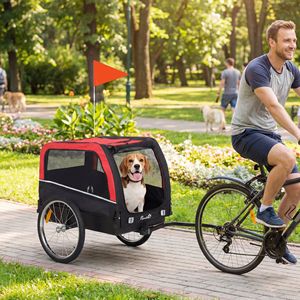 Rimorchio per Bicicletta per Cani con Pneumatici da 20 Pollici, Sgancio Rapido, Carrello per Animali Domestici, Trasportino per Bici con Bandiera Riflettente, Accessorio per Bicicletta - Product Image 2