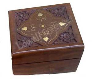 Wooden Brass Work <b>Box</b> Handcrafted Decorative Wood <b>Box</b> with Intricate Brass Inlay Elegant Vintage-Style Storage Chest for Jewelry - Product Image 3