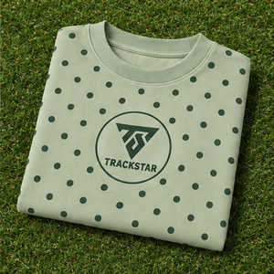 Women's Sage <b>Crewneck</b> Sweatshirt with Forest Green Allover Polka Dots Long Sleeve Custom Logo - Product Image 6