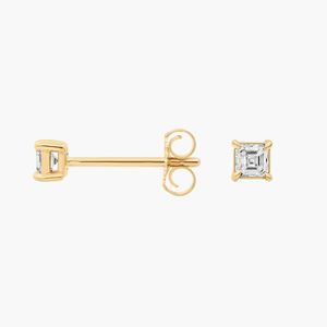 14K Yellow Gold Asscher Cut Lab Grown Diamond <b>Stud</b> <b>Earrings</b> - Product Image 3