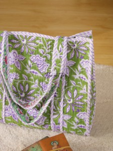 Assorted Floral Quilted Cotton Tote <b>Bags</b> | Handmade Block Print Shoulder <b>Bags</b> | Wholesale Tote Collection - Product Image 5