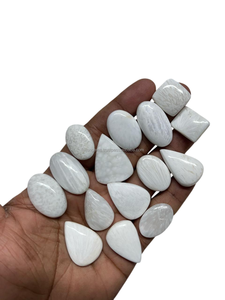 Cabujón de piedras preciosas sueltas de escolecita blanca natural al por mayor para joyería de piedra blanca - Product Image 3