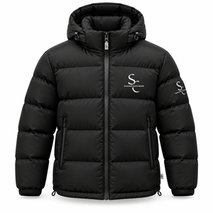Veste matelassée à capuche unisexe noire personnalisée, imperméable et respirante, style streetwear, manteau d'hiver oversize, fournisseur en gros de marques privées - Product Image 1