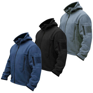 Veste en polaire grise pour homme avec capuche, col montant, fermeture éclair, coupe-vent, vêtements d'hiver décontractés, coupe régulière - Product Image 6
