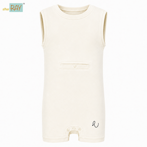 Natural for Tube Body Suit | Special Kids Sensory Clothing Inclusive Wear Cotton Stretch Sleeveless Zipper Closure Unisex All - Product Image 1