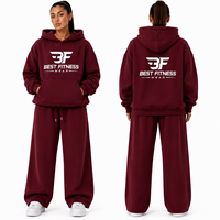 Ensemble de survêtement 2 pièces pour femme 100 % coton, luxe, coupe oversize, comprenant un sweat à capuche et un pantalon de survêtement, style streetwear