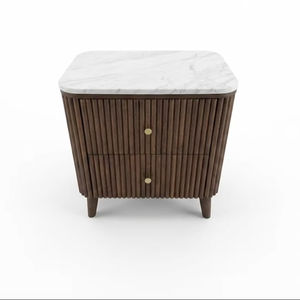 โต๊ะข้างเตียง/โต๊ะข้างโซฟา/โต๊ะอเนกประสงค์ ดีไซน์ทันสมัย พร้อมลิ้นชัก 2 ช่อง ทำจากไม้เอคาเซีย ปิดผิวด้วยวีเนียร์ไม้โอ๊ค ท็อปหินอ่อน ดีไซน์โดดเด่น เหมาะสำหรับห้องรับประทานอาหารและห้องนั่งเล่น ห้องนอน - Product Image 1