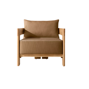 Chaise longue d'extérieur contemporaine en teck massif durable avec coussin moelleux de qualité supérieure, mobilier artisanal pour projets hôteliers et commerciaux - Product Image 1