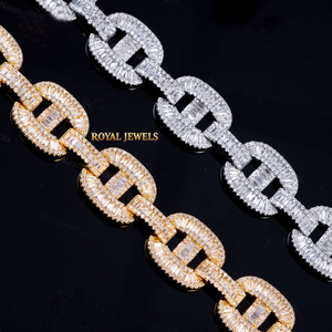 <b>Iced</b> <b>Out</b> Moissanite Cuban Link <b>Chain</b> 925 Sterling Silver Oval Link Necklace Hip Hop Jewelry for Men Women - Product Image 3