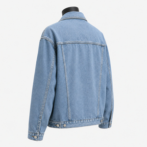 Veste en jean bleu clair délavé pour homme, style vintage, en coton, fabrication OEM ODM, vente en gros - Product Image 4