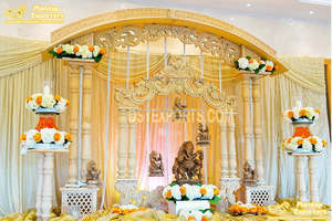 Configuración de decoración de entrada de boda con temática de Ganesha hecho de madera con marco de fondo decoración temática de entrada de Ganesha tallada de madera Reino Unido - Product Image 3