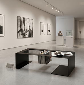 Mesa de Centro Moderna de Metal Negro con Porta Revistas, Mesa de Té Minimalista de Hierro, Mesa Rectangular para Sala de Estar - Product Image 2