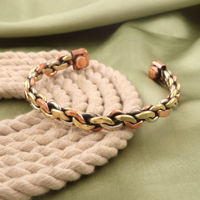 Bijoux personnalisés en cuivre de style indien antique gravé, écologiques, ajustables, pour femmes, idéaux pour les fêtes - Vente en gros