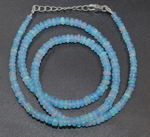 Collier Rondelle Lisse Opale Tanzanite Minimaliste 3-4mm Excellentes Perles de Pierre - Product Image 4