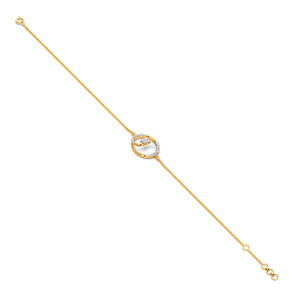 <b>Infinity</b> Spiral Diamond <b>Bracelet</b> with Yellow Gold Chain and Sculpted Circular Swirl Center Design - Product Image 3