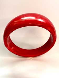 Handmade Red Marble Resin Bangle Chunky Wide Convex Dome Plain Solid Resin Craft <b>Ruby</b> Statement Cuff <b>Bracelet</b> - Product Image 3