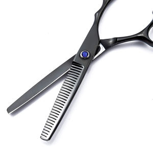 Kit de 4 ciseaux de barbier en acier inoxydable 440C, tranchants, pour droitiers, rasoir, étui de luxe à fermeture éclair, logo personnalisé, pour coiffeurs - Product Image 4