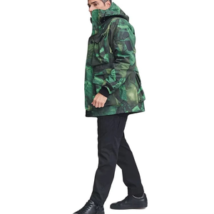 Customized Label Print Fashion Windbreaker Zipper <b>Padded</b> Warm Winter Men's Oversized <b>Hip</b> Hop Camouflage Jacket - Product Image 4