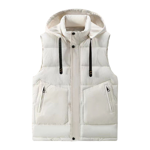 Chaleco acolchado de invierno para hombre con capucha desmontable, bolsillos con cremallera, chaleco acolchado, cortavientos, cálido, sin mangas, venta al por mayor - Product Image 2