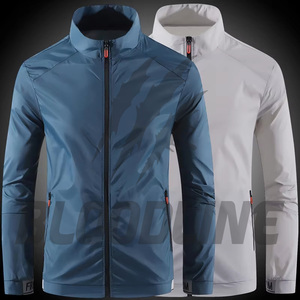 Veste softshell à manches longues pour homme, coupe-vent, vêtements de sport d'extérieur, séchage rapide, toutes saisons, bleu et blanc - Product Image 4