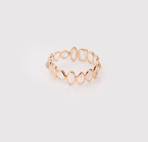 Anillo de Eternidad Multicorte de Piedra Lunar Arcoíris Natural en Oro Amarillo Sólido de 18K – Anillo de Racimo con Engaste de Bisel de Formas Mixtas, Piedra de Nacimiento de Junio - Product Image 2