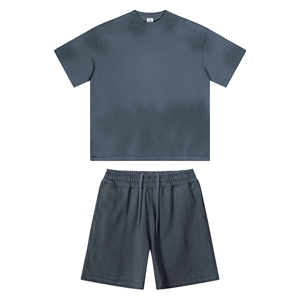 Custom Mens Heavyweight Washed Summer Two-Piece Set Short Sleeve <b>Down</b> Shirt & Matching Shorts with Plus Size Streetwear Style - Product Image 5