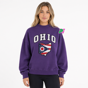 เสื้อสเวตเชิ้ตคอเต่าสีม่วงสำหรับผู้หญิง OHIO ปักอักษรแบบกำหนดเอง คุณภาพสูง เสื้อสเวตเชิ้ตคอเต่าสำหรับฤดูหนาว - Product Image 1