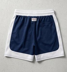 Shorts en maille bleu et blanc unisexe Subhay International, séchage rapide, logo imprimé sur le devant, vêtements de sport pour adultes - Product Image 6
