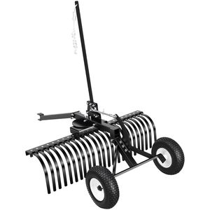 Rastrello Paesaggistico Trainabile Regolabile in Altezza da 48 Pollici con 24 Denti in Acciaio Resistente per ATV, Tosaerba e Trattori - Rastrello per Erba e Roccia - Product Image 1