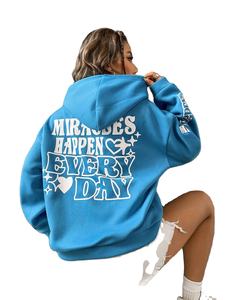 Venta al por mayor sudadera de lana de alta calidad 500gsm mujeres de gran tamaño pesado jerséis con capucha Puffy personalizado Puff impresión sudaderas con capucha - Product Image 2