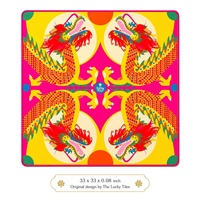 Alas Mahjong Lipat Custom Motif Naga 33x33 Inch Premium Neoprena Anti-Slip Desain Original Permainan Mahjong Poker Amerika
