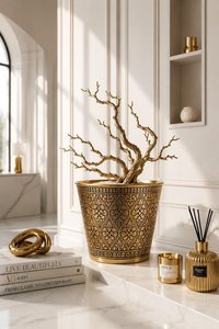 Jardinières en métal de style indien vintage, faites à la main, design unique, forme et taille personnalisées, best-seller - Product Image 3