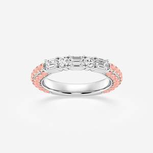 Diamond Eternity Band Ring Emerald Cut Pave Setting Women's Luxury Fine Jewelry - Product Image 4