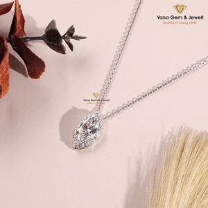 Colgante de Halo con Corte Marquesa para Mujer, Color F, Claridad VVS2, 5.00 Quilates, para Boda, Oro Sólido de 14K, Diamante Cultivado en Laboratorio CVD, Certificado IGI - Product Image 3