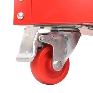 Chariot utilitaire commercial en acier à 3 niveaux avec roues, capacité de charge de 330 lb, rouge - Product Image 4