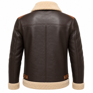 Chaqueta Bomber de Cuero Genuino Marrón Oscuro para Hombre, Forro de Poliéster, Cuello Alto, Resistente al Viento, Otoñal, Ecológica, Formal, Estilo Moto - Product Image 3