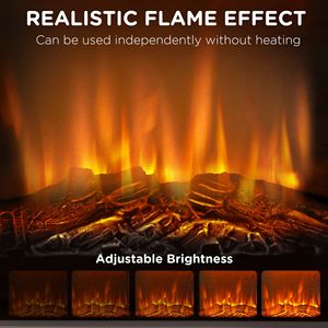 27\" Freestanding Electric <b>Fireplace</b> with LED Display Mantel 1400W Replaceable <b>Heater</b> Insert and Timer White - Product Image 4