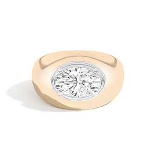 Wholesale Oval Cut Lab Grown Diamond Bombe <b>Ring</b> 2Carat Semi Bezel Tab Prong 14K Gold 14mm Wide <b>Thick</b> Dome Signet Statement Bands - Product Image 1