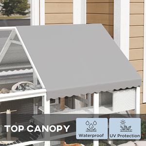 Catio in Legno da Esterno con Copertura Impermeabile, 2 Cucce, 6 Piattaforme e Ponte Bianco con Porte, Gabbia per Gatti - Product Image 6