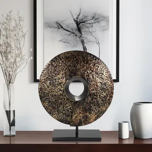 Sculpture Circulaire Métallique Faite à la Main, Pièce d'Art Décorative de Table, Design Moderne, Écologique, Cadeau d'Anniversaire - Product Image 1
