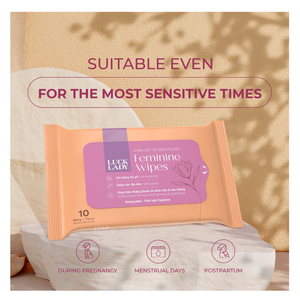 Lingettes humides pour l'hygiène féminine Luck Lady, parfum poudré, soin doux de la peau, paquet de 10 lingettes, lingettes intimes jetables pour les voyages - Product Image 2